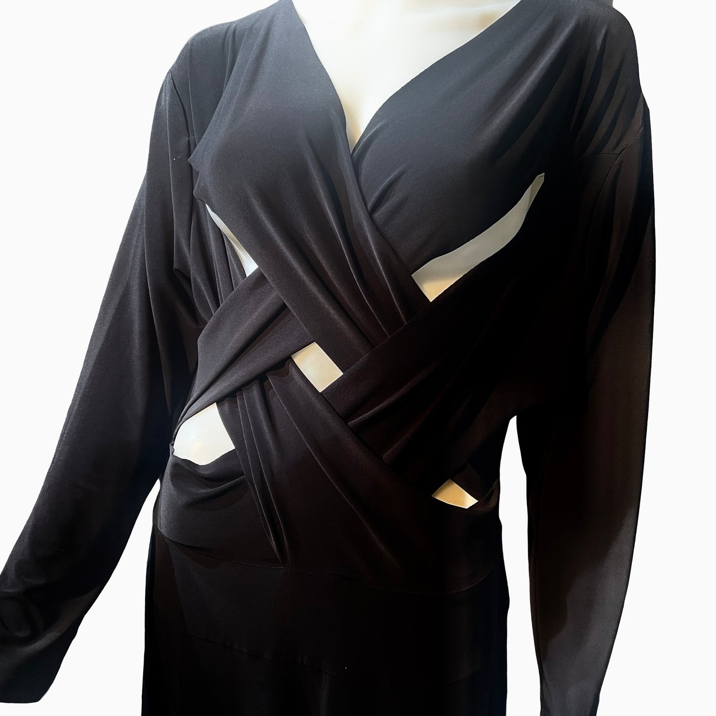 2016 Norma Kamali Spring RTW Black Criss Cross Midi Dress