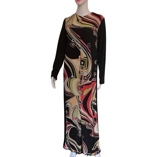Vintage 1960s Mod Print Maxi Dress