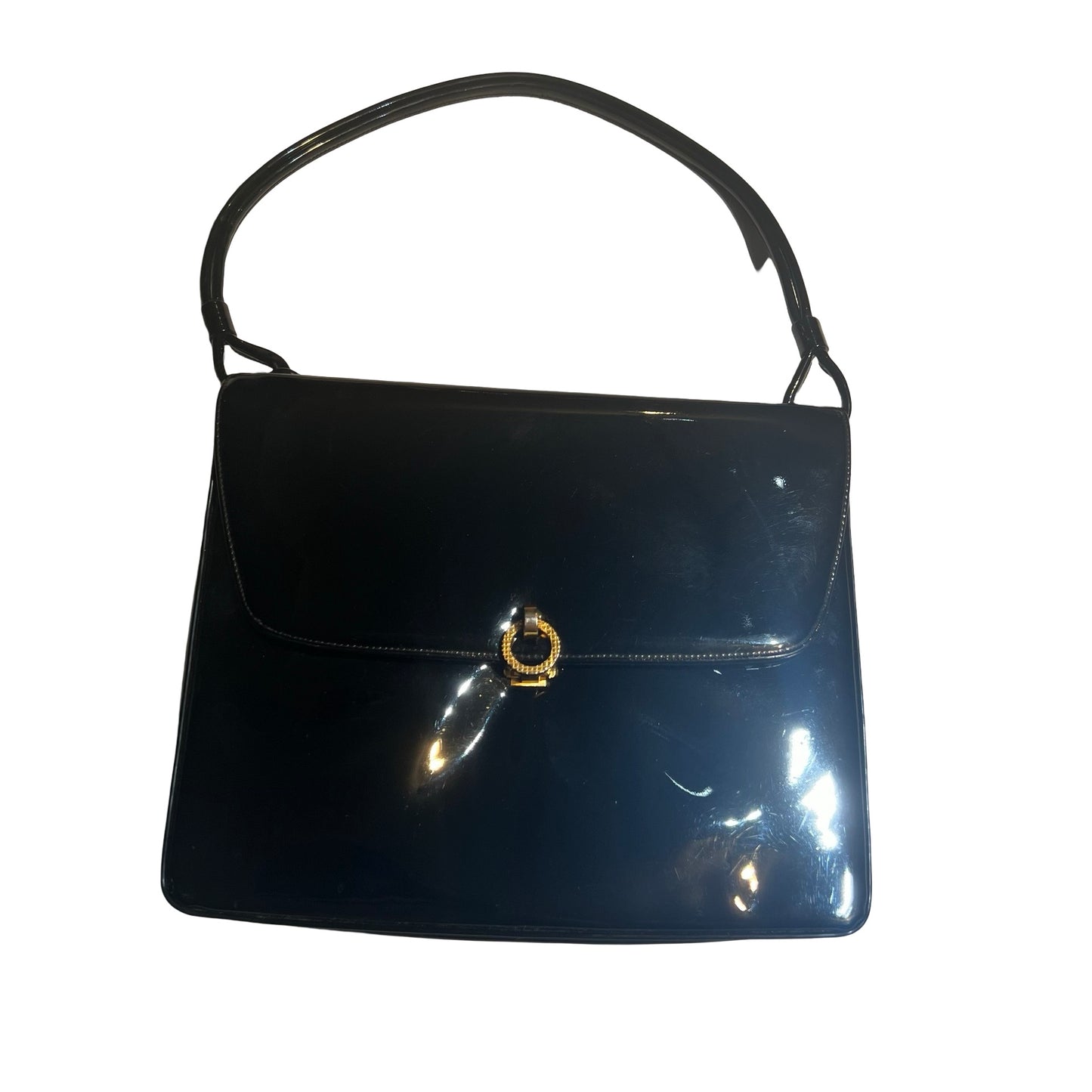 Vintage 1950s MM Black Patent Leather Bag