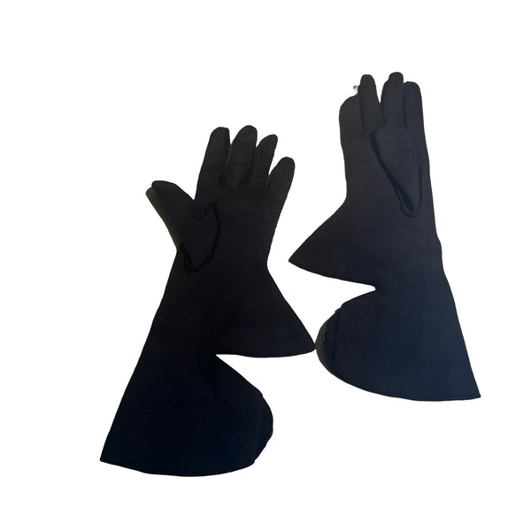 Vintage 1950s Navy Blue Cotton Button Gloves