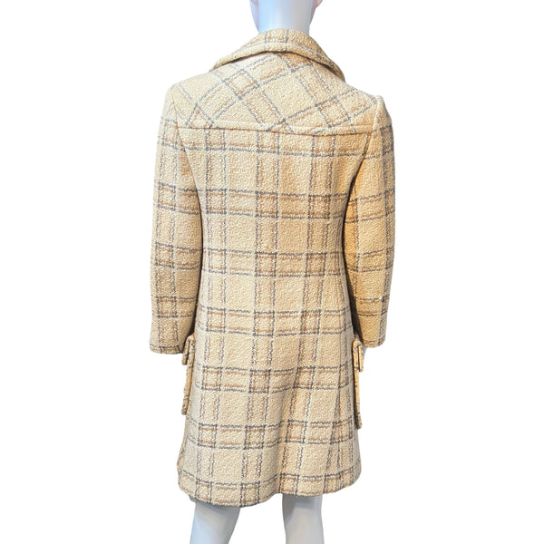 Vintage 1950s Boucle Plaid Peacoat