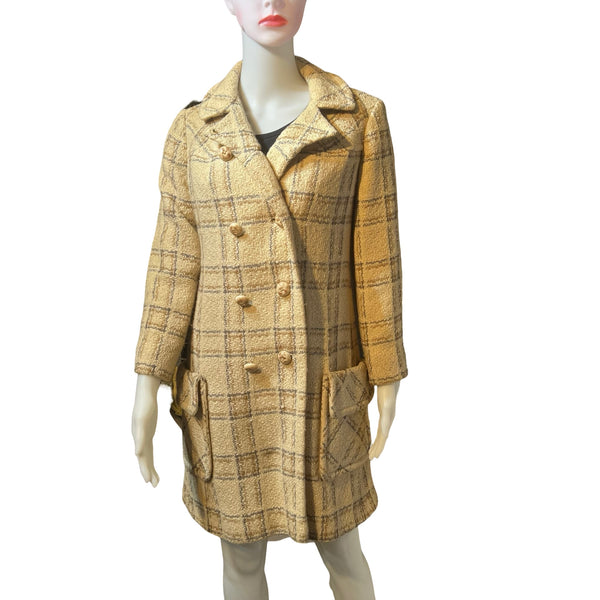 Vintage 1950s Boucle Plaid Peacoat