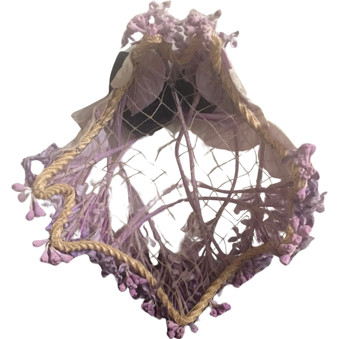 Vintage 1950s Purple Floral Juliette Cap Hat