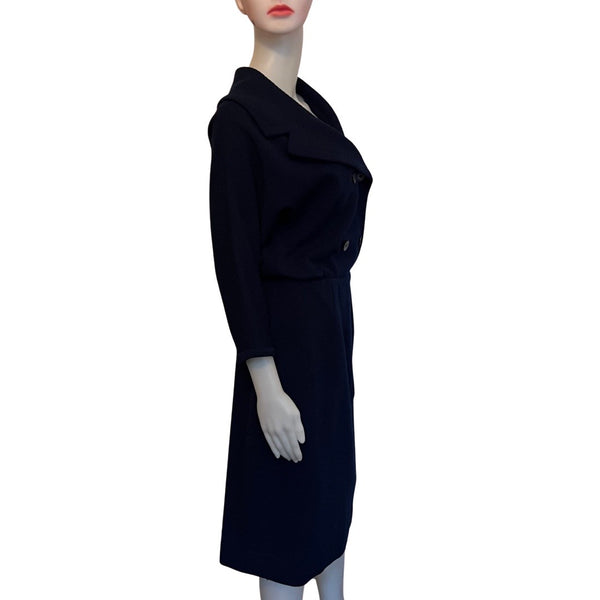 Vintage 1960s Navy Blue Dalton Wool Dress