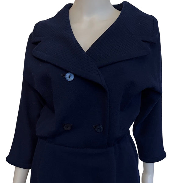 Vintage 1960s Navy Blue Dalton Wool Dress