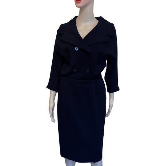 Vintage 1960s Navy Blue Dalton Wool Dress