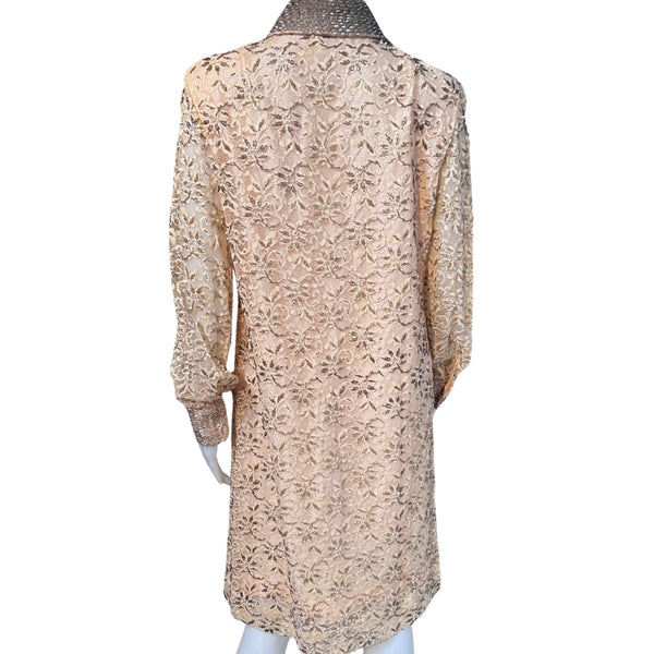 Vintage 1960s J.W. Mays Beaded Silk Shirt Dress