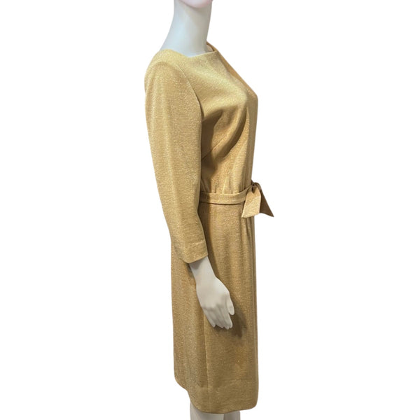 Vintage 1960s Metallic Gold Dalton Knit Dress