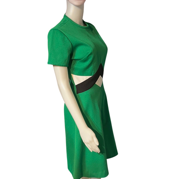 Vintage 1960s Mod Green Colorblock Dress