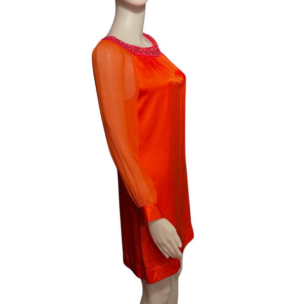 Vintage 1960s Orange Silk Mini Dress