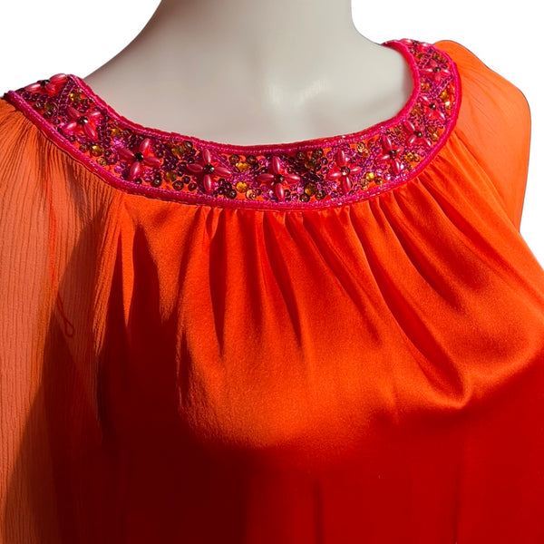 Vintage 1960s Orange Silk Mini Dress
