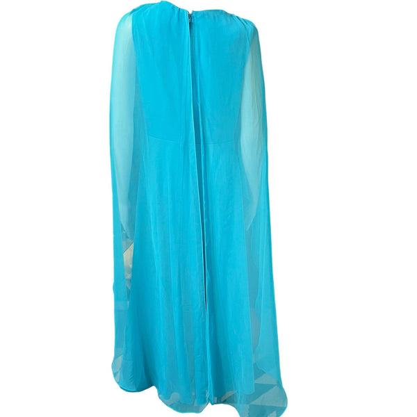 Vintage 1960s Turquoise Chiffon Dress