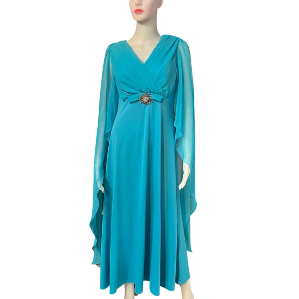 Vintage 1960s Turquoise Chiffon Dress