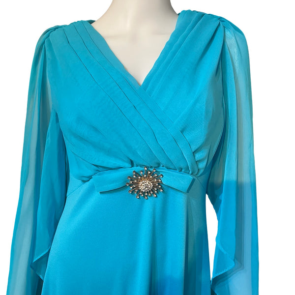 Vintage 1960s Turquoise Chiffon Dress