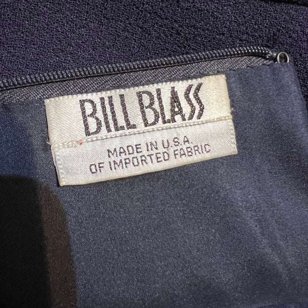Vintage 1970s Bill Blass Navy Wool Dress