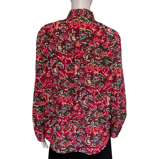 Vintage 1970s Floral Pussybow Blouse