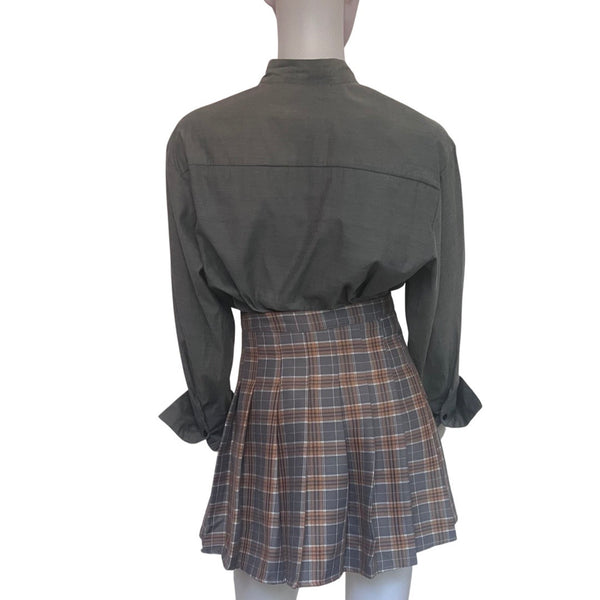 Vintage 1990s Plaid Schoolgirl Pleated Mini Skirt