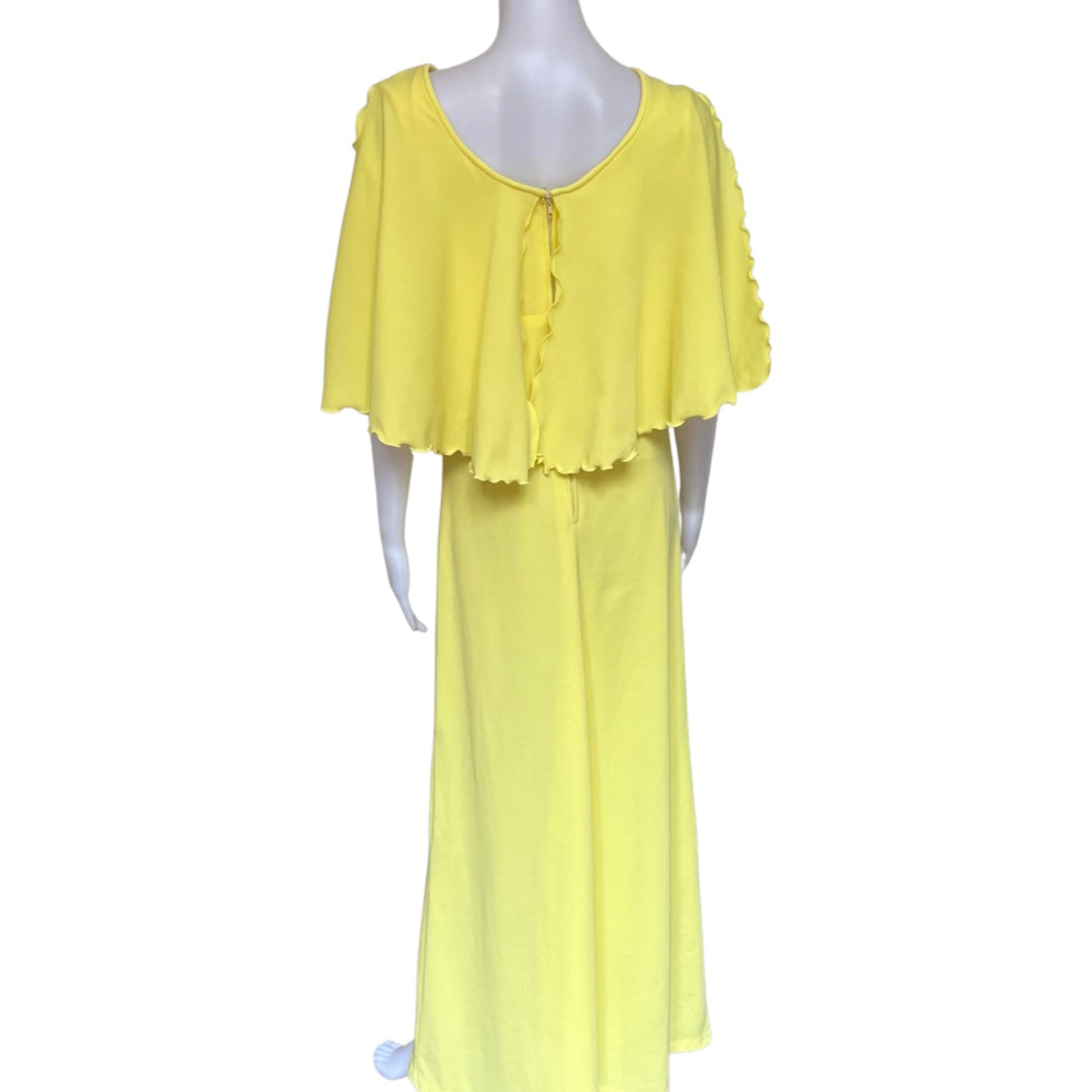 Vintage 1970s Maxi Dress with Flutter Sleeves