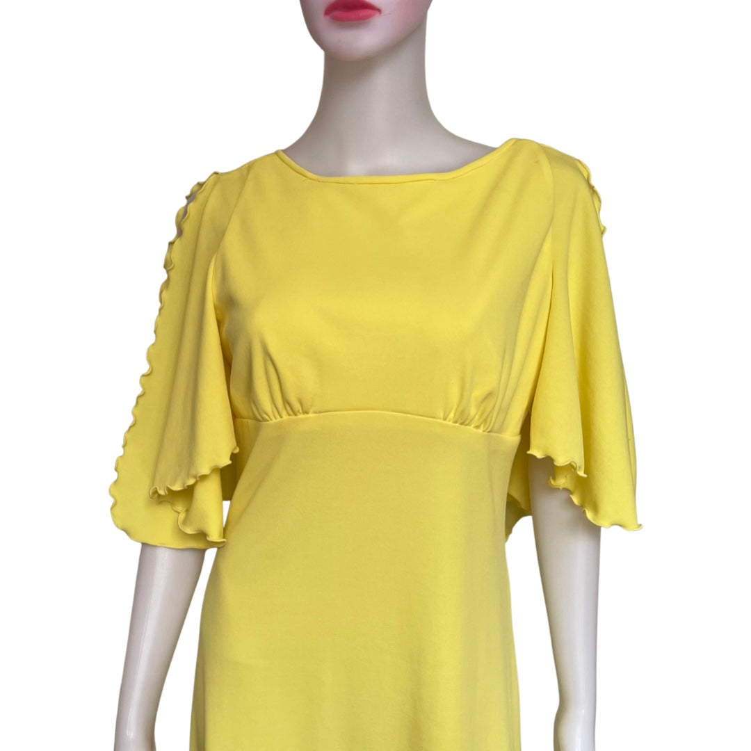 Vintage 1970s Maxi Dress with Flutter Sleeves