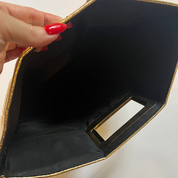 Vintage 1980s Gold Foldover Clutch Bag