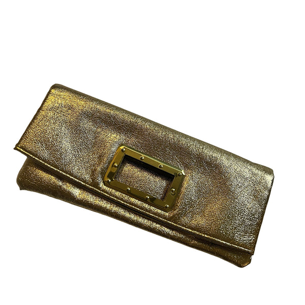 Vintage 1980s Gold Foldover Clutch Bag