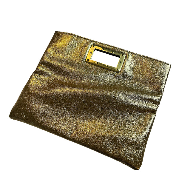 Vintage 1980s Gold Foldover Clutch Bag