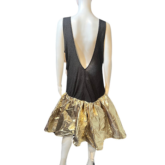 Vintage 1980s Stepping Out Gold Lamé Cocktail Dress