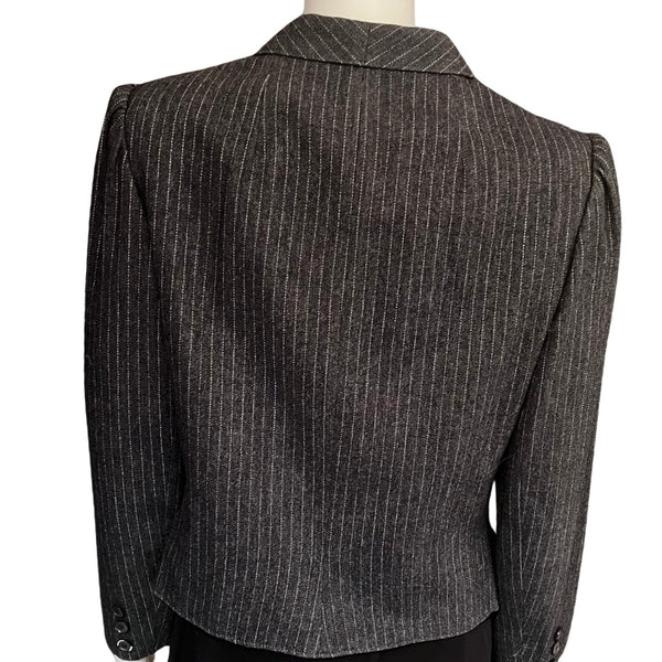 Vintage 1980s Gray Wool Pinstriped Blazer