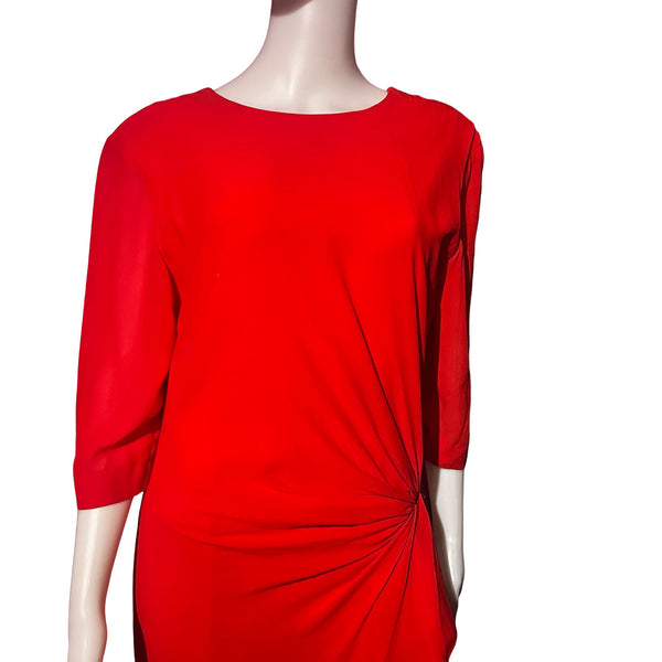 Vintage 1980s Pierre Balmain Red Silk Dress