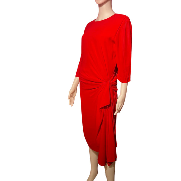 Vintage 1980s Pierre Balmain Red Silk Dress