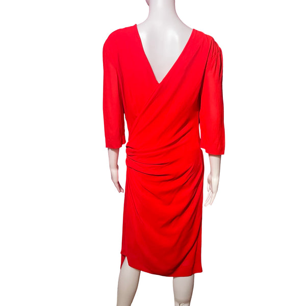 Vintage 1980s Pierre Balmain Red Silk Dress