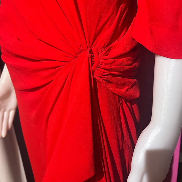 Vintage 1980s Pierre Balmain Red Silk Dress