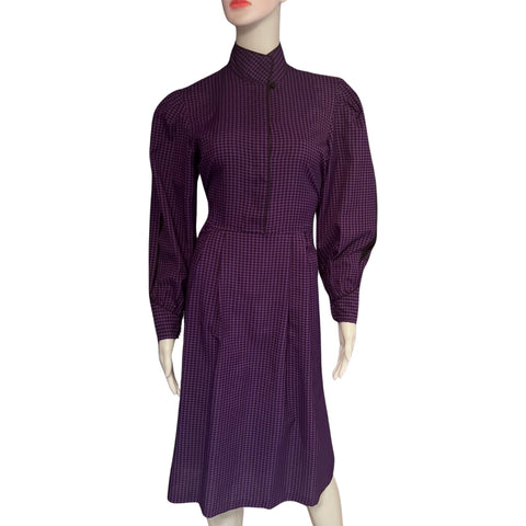 Vintage 1980s Purple & Black Checkered Dress
