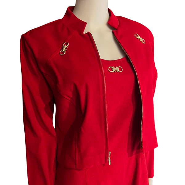 Vintage 1980s Red Ultra Suede Dress & Jacket