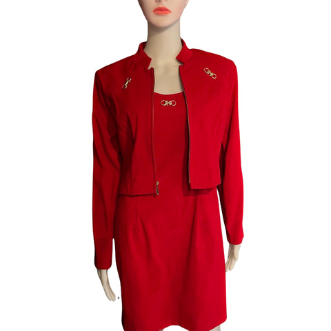 Vintage 1980s Red Ultra Suede Dress & Jacket