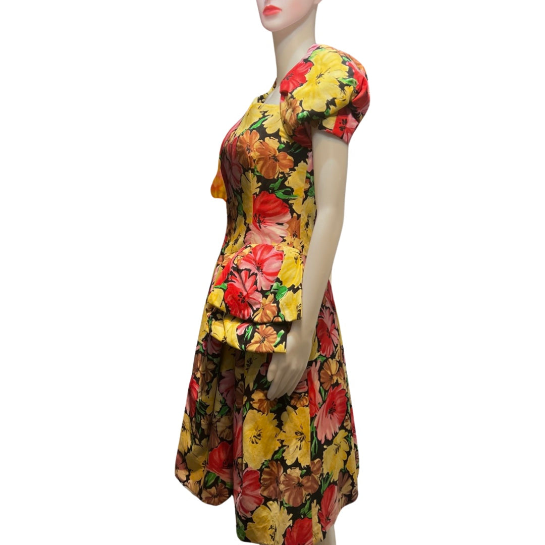 Vintage 1980s Victor Costa Floral Dress