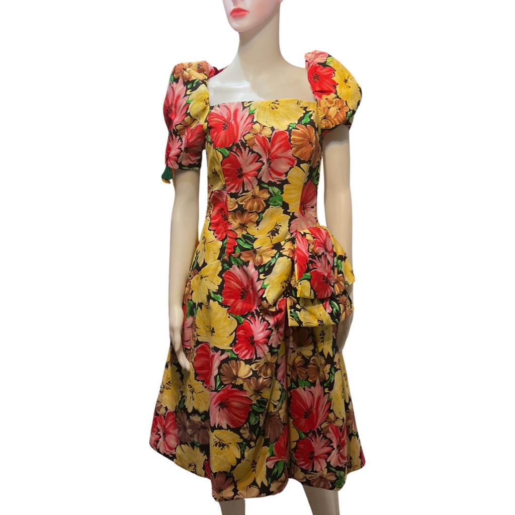 Vintage 1980s Victor Costa Floral Dress