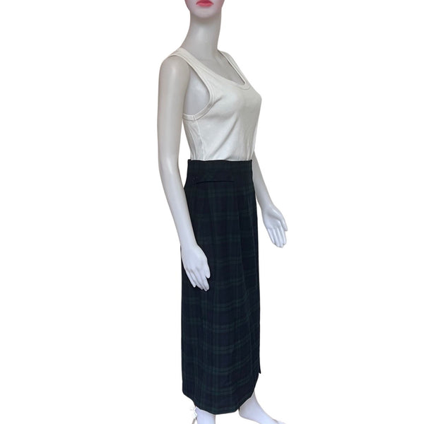 Vintage 1980s Petite Plaid Midi Skirt