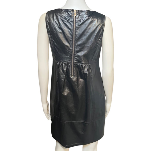 Vintage 1990s Black Leather Mini Dress