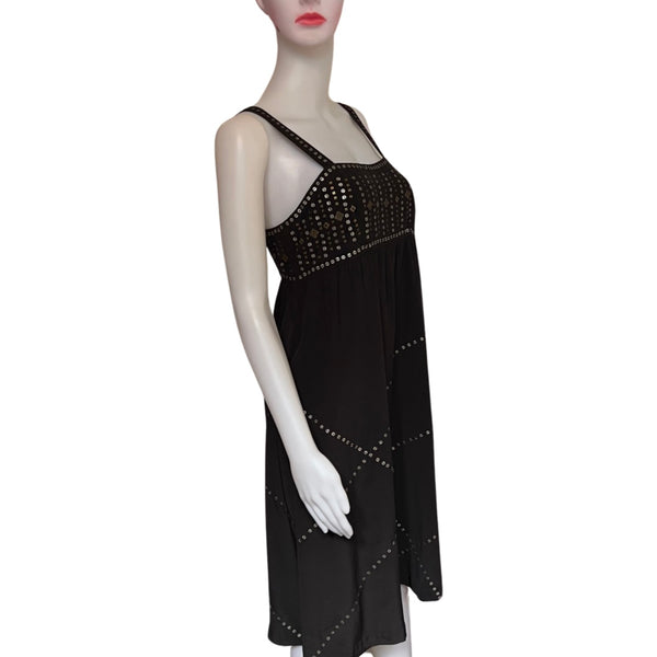 Vintage 1990s Black Silk Embellished Dress