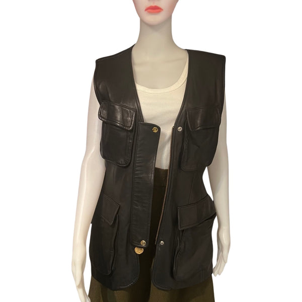 Vintage 1990s Donna Karan Leather Vest