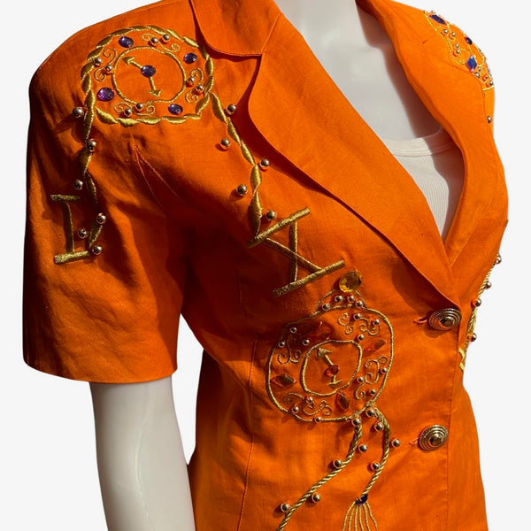 Vintage 1980s Embellished Orange Jacket
