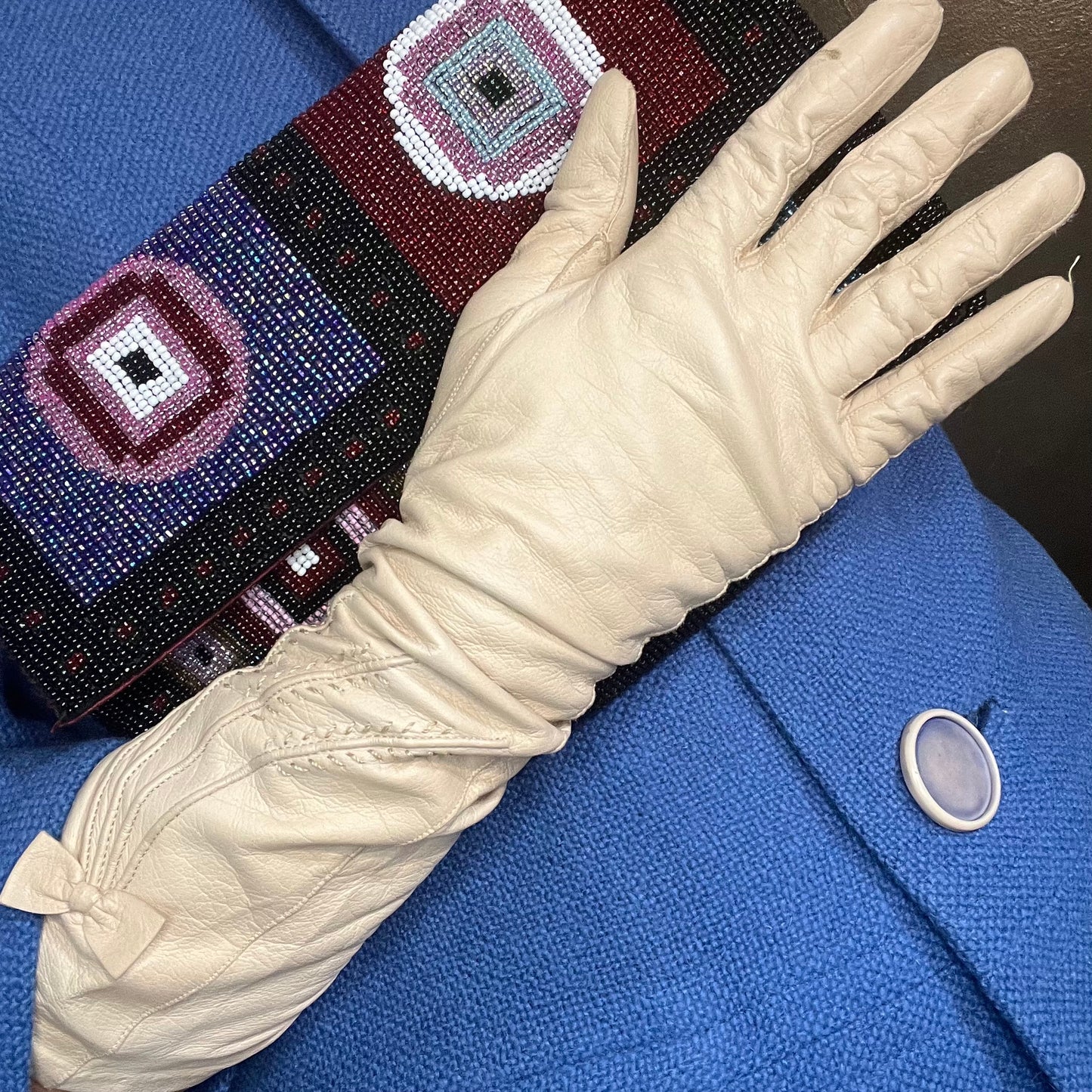 Vintage 1960s Shillito's Taupe Leather Elbow Length Gloves