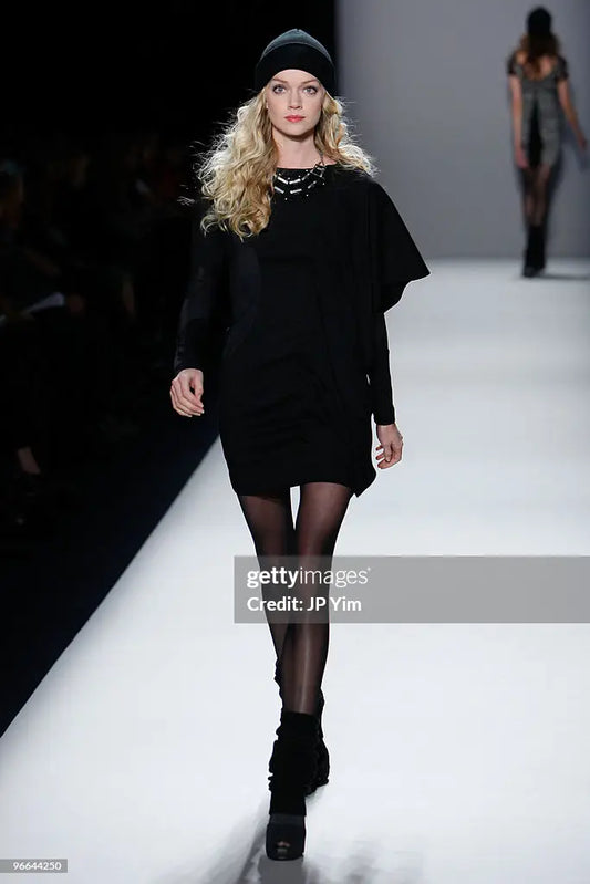 2010 Nicole Miller Leather-Panel Runway Dress