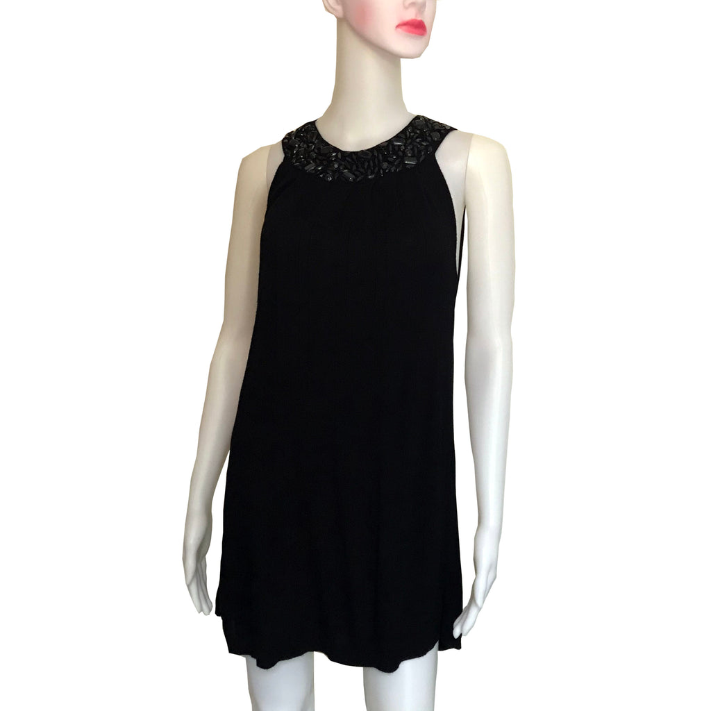 Vintage 1960s Mod Black Embellished Mini Dress