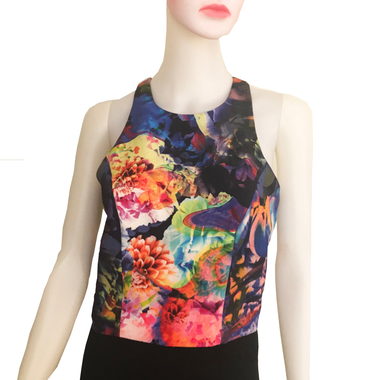 Vintage 1990s Sleeveless Floral Crop Top