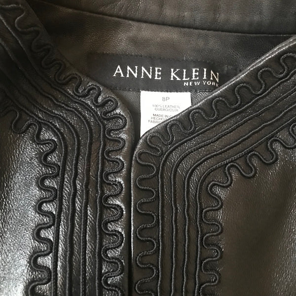 Vintage 1990s Anne Klein Embroidered Leather Jacket
