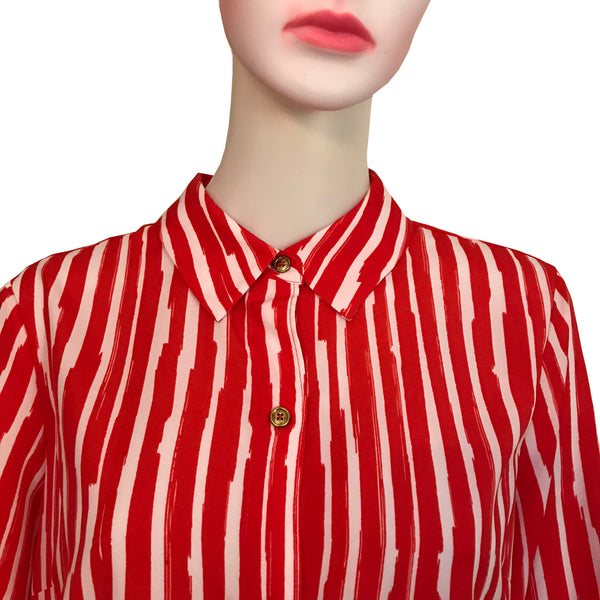 Vintage 1990s Anne Klein Striped Button-Down Blouse