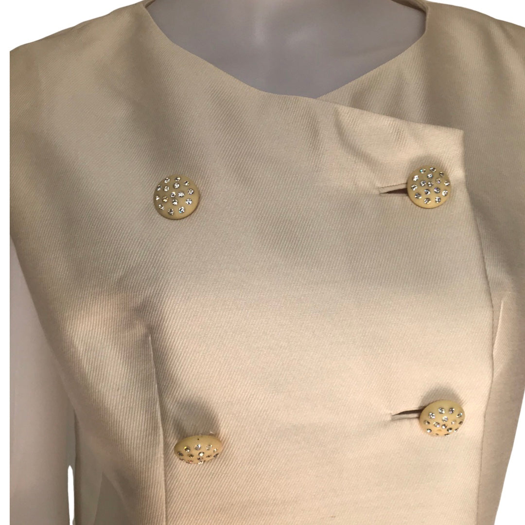 Vintage 1960s Cream Double Breasted Wool Vest