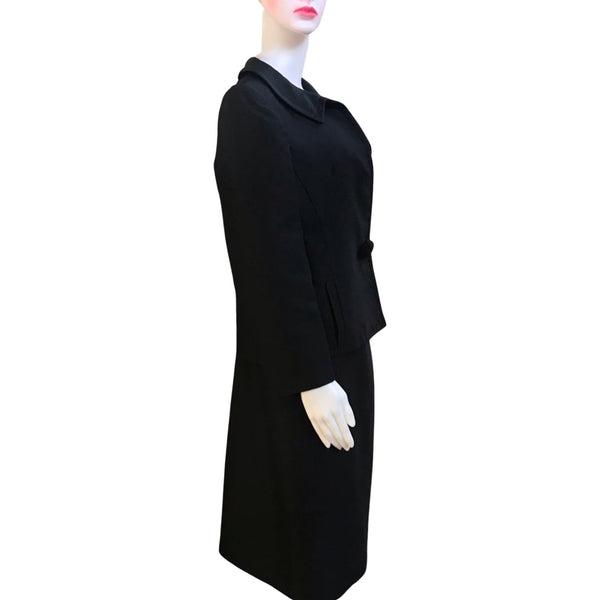 Vintage 1960s Seymour Fox Black Skirt Suit